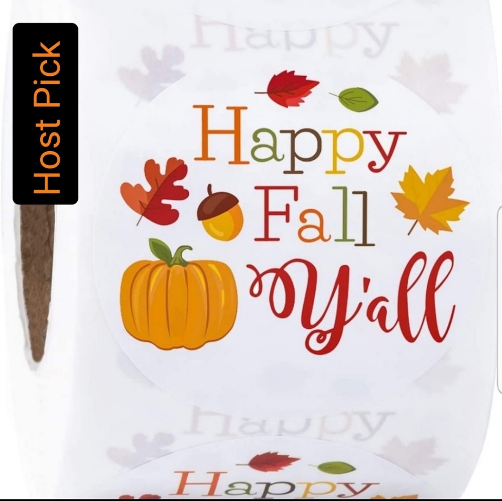 50 ct : Happy Fall Y'all Stickers are 2 x 2 Inch